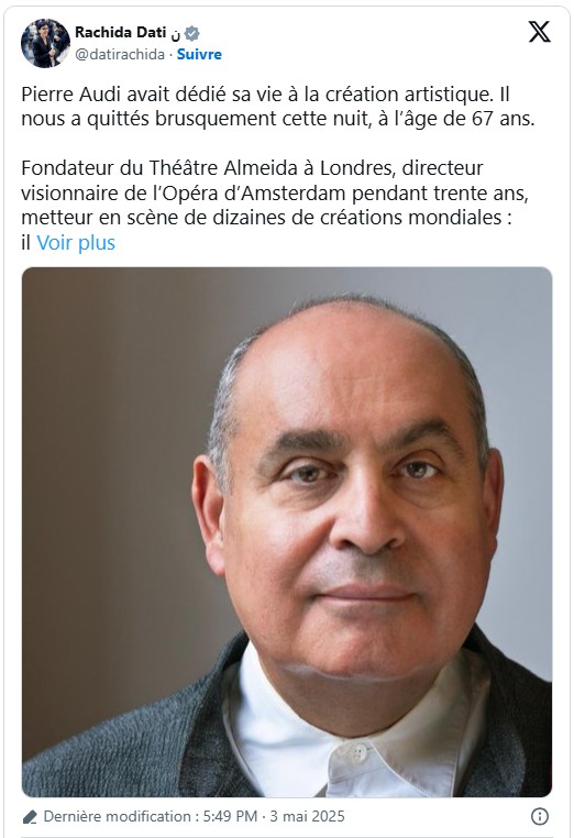 Décès brutal de Pierre Audi, directeur du Festival d’Aix-en-Provence